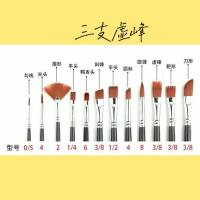 三支虚峰 12支装尼龙画笔套装水粉水彩颜料油画丙烯美术绘画专用扇形排笔