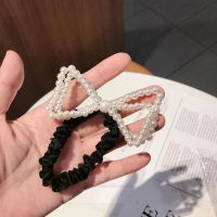 双层珍珠镂空领结[发圈款] 远方情超仙甜美水晶花朵珍珠发夹大肠发圈蝴蝶结丸子头刘海夹T785