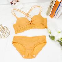 黄色单件 70/32 内衣女小胸聚拢无钢圈无痕学生夏季新款薄款性感美背舒适文胸套装