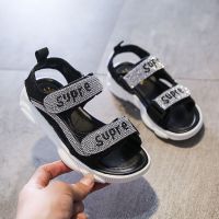 黑色 [童鞋矮底偏小] 31 码内长19.5cm 儿童中大童女孩凉鞋2021新款学生鞋子女童百搭休闲凉鞋韩版初中生