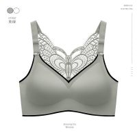 蝴蝶背:灰绿 单件装 M码(70-100斤) 大码美背200斤舒适内衣女无钢圈聚拢性感乳胶文胸薄款胸罩防下垂