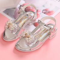 银色/ 2011新品上新 26 内长16cm 儿童鞋女童公主蝴蝶结水钻凉鞋宝宝2021夏季学生软皮小女孩舞蹈鞋