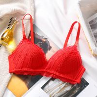 504红色单件 70/32A 内衣女小胸聚拢无钢圈薄款上托防下垂调整型性感蕾丝美背文胸套装