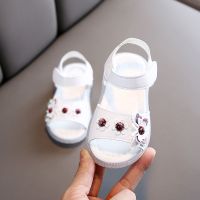 米白色 PJ-11 21码内长13.5cm 女童凉鞋2021夏季新款小公主防滑软底宝宝凉鞋女孩可爱绣花小童鞋