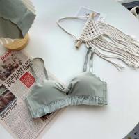 蓝色(单件) 32/70A 有无肩带蝴蝶结少女新品聚拢内衣女日系甜美半杯光面无痕文胸罩