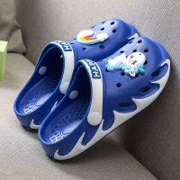 宝蓝色 30内长19.5cm 5-6岁 儿童洞洞鞋男童女童夏可爱火焰底包头凉鞋大童软底防滑小孩凉拖鞋