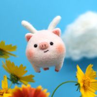 飞猪+工具+手机绳 羊毛毡戳戳乐diy材料包情侣手工玩偶礼物挂件饰品祈福飞猪