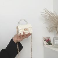 白色 迷你小包包女2021新款潮时尚夏珍珠链条小方包百搭果冻单肩斜挎包