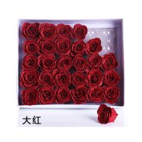 大红(一盒) 大号金粉水晶玫瑰花头仿真蓝色妖姬520情人节永生花花店包装材料