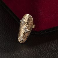 闪电金色 适合大拇指款式 韩版时尚指甲戒指男女潮人个性饰品指环水钻指甲套护甲假指甲戒