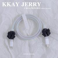 2个简易黑蝴蝶结+59# 黑蝴蝶结 苹果专用数据线保护套11promax手机充电器头20w防折断12