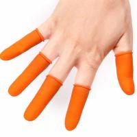 橙色止滑手指套[大中小混装共60只] 手指套指套加厚防滑护指耐磨套乳胶橡胶防护手指保护指甲拇指指头