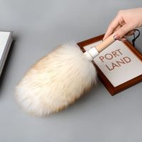 白色黄尖(小号) 真羊毛除尘掸加厚加密室内家居家用汽车静电除尘清洁工具鸡毛掸子