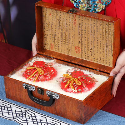 手提木纹陶瓷两罐装大红袍 250g陶瓷罐装中国红 送礼佳品 新春送礼过年礼品