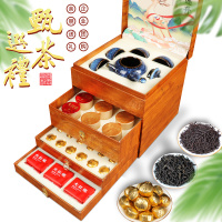 [茶礼盒配茶具]强韵一路连升四大茗茶小金沱大红袍肉桂四层礼盒416g