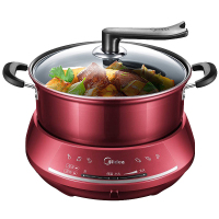 美的(Midea)MC-DHY28电火锅电热火锅 分体式家用多功能电热锅不粘锅4.5L 温度调节功能 涮烤一体锅