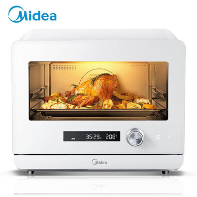美的(Midea)蒸烤箱 20升烤箱 1800W大蒸汽 穹顶内腔 蒸汽热风烘烤 烘焙发酵 S1系列白色PS2001