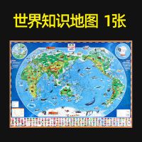 2021版少儿中国地图世界地图墙贴儿童知识地图初中小学生地理贴图 1张 儿童世界知识地图