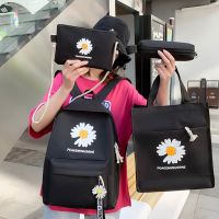 初中生书包女韩版原宿ulzzang中学生高中生背包大学生ins风双肩包 雏菊双肩包黑色(挂件雏菊) 不带挂件(收藏店铺优