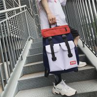 2021年女旅行包双肩包新款大容量高中生书包男大学生韩版时尚背包 新款蓝白