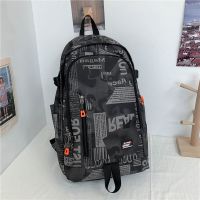 新款双肩包男大容量中学生书包女初中生高中大学生潮酷背包电脑包 黑色