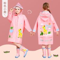 儿童雨衣女带书包位小孩雨披幼儿园宝宝小学生防水反光雨衣男童 粉色小鹿[带书包位][单独雨衣] M码[适合90-105cm