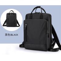 双肩包女简约轻便大容量电脑包初高中大学生书包男防水包旅行背包 黑色 27*12*37CM