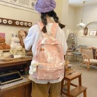 书包女学生韩版2021新款扎染初中高中生双肩包ins校园原宿背包女 粉色 书包+店铺收藏关注送3个徽章