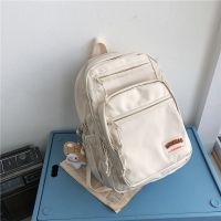 书包女ins双肩包夏大学生初中生高中生简约原创小众旅行电脑背包 白色[面料升级版+收藏送精美礼品] [无挂件]