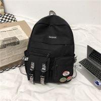 卡帝乐鳄鱼书包男学生大容量高中生工装时尚潮流双肩背包女ins 黑色