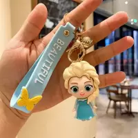 冰雪奇缘艾莎公主钥匙扣闺蜜创意可爱儿童礼物公仔书包挂件圈链环 -[艾莎]+ 链圈铃铛-