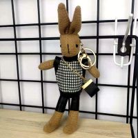 韩版ins原宿可爱长腿兔子公仔书包挂件钥匙扣百搭毛绒玩偶男女潮 黑色兔子+送金色钥匙扣