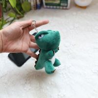 创意恐龙钥匙扣毛绒玩具霸王龙娃娃公仔书包大挂件韩国挂饰女 翠绿陆二白12厘米