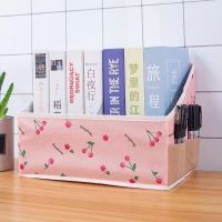 高中生书本桌面简约整理箱大容量可折叠书立书箱初中生文具收纳盒 少女粉NN发壹*1