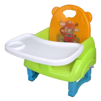儿童餐椅多功能宝宝婴儿餐桌椅便携式可折叠吃饭桌座椅靠背椅凳子 橘蓝色+塑料餐盘(送安全带)