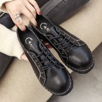 jk加绒小皮鞋女2021秋冬新款学院风百搭黑色系带工作鞋女单鞋棉鞋 黑色单款[送两款鞋带] 脚胖脚宽建议拍大一码