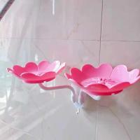肥皂盒免打孔莲花香皂盒花朵双层沥水壁挂式皂盒浴室洗衣肥皂架 创意款[粉色2个花朵]