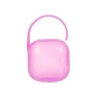 宝宝外出安抚奶嘴收纳盒拇指牙刷盒奶嘴玩嘴盒假奶头盒带手提通用 粉色+奶嘴链1个