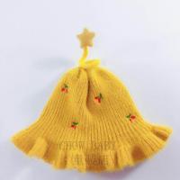 婴儿帽子秋冬季0-3-6-12个月男宝宝毛线帽女童新生儿胎帽冬天1岁 草莓星星 加绒 黄色 0-1岁