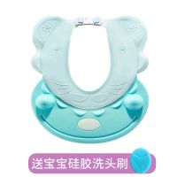 儿童洗头帽宝宝浴帽[硅胶浴帽 宝宝洗澡]护耳防水洗头神器 小猫咪款-蓝色(+备用扣) 单洗头帽