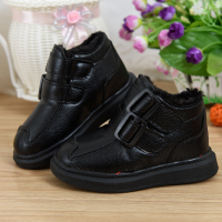 儿童棉鞋男童女童鞋2021冬季新款中大童学生保暖鞋加绒宝宝鞋子潮 黑色 21码内长13厘米