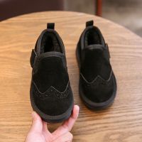 2020新款加绒女宝棉鞋冬季女童加厚短靴儿童宝宝雪地靴男童豆豆鞋 黑色 27 内长约16cm