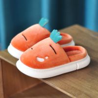 秋冬季儿童棉拖鞋女童加绒保暖小孩室内防滑厚底学生男童毛毛鞋冬 橘色 [升级款❤防滑厚底] 200(内长17cm)