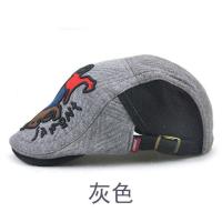 儿童帽子秋冬男童鸭舌帽潮帽女童贝雷帽加厚保暖中大童毛呢帽子潮 E8312灰色 52-56CM(可调节)3-8岁