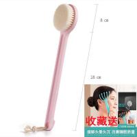 洗澡刷子搓澡神器长柄沐浴刷软毛洗浴刷按摩背部搓泥搓后背不求人 直柄沐浴刷[樱花粉]