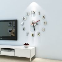 创意DIY时钟3d立体墙贴挂钟亚克力客厅卧室静音墙壁钟表装饰贴画 40cm直径12款 镜面银