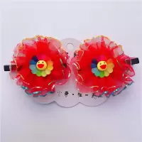儿童发饰公主蕾丝太阳花发夹头饰女童宝宝可爱刘海发夹发圈发饰品 红色太阳花发夹一对