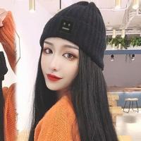 毛线假发带帽子一体秋冬保暖时尚仿真潮流假发女长发羊毛卷长卷发 毛绒帽[黑色] 送:发网