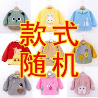 新品宝宝罩衣儿童长袖子防水反穿衣婴儿吃饭围兜防脏护衣画画围裙 款式随机 女宝宝 80码[建议6个月-1岁]