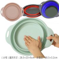 可折叠洗脸盆塑料便携式旅行儿童婴儿学生宿舍压缩洗脚洗衣盆子大 小号老款颜值低(颜色随机发)